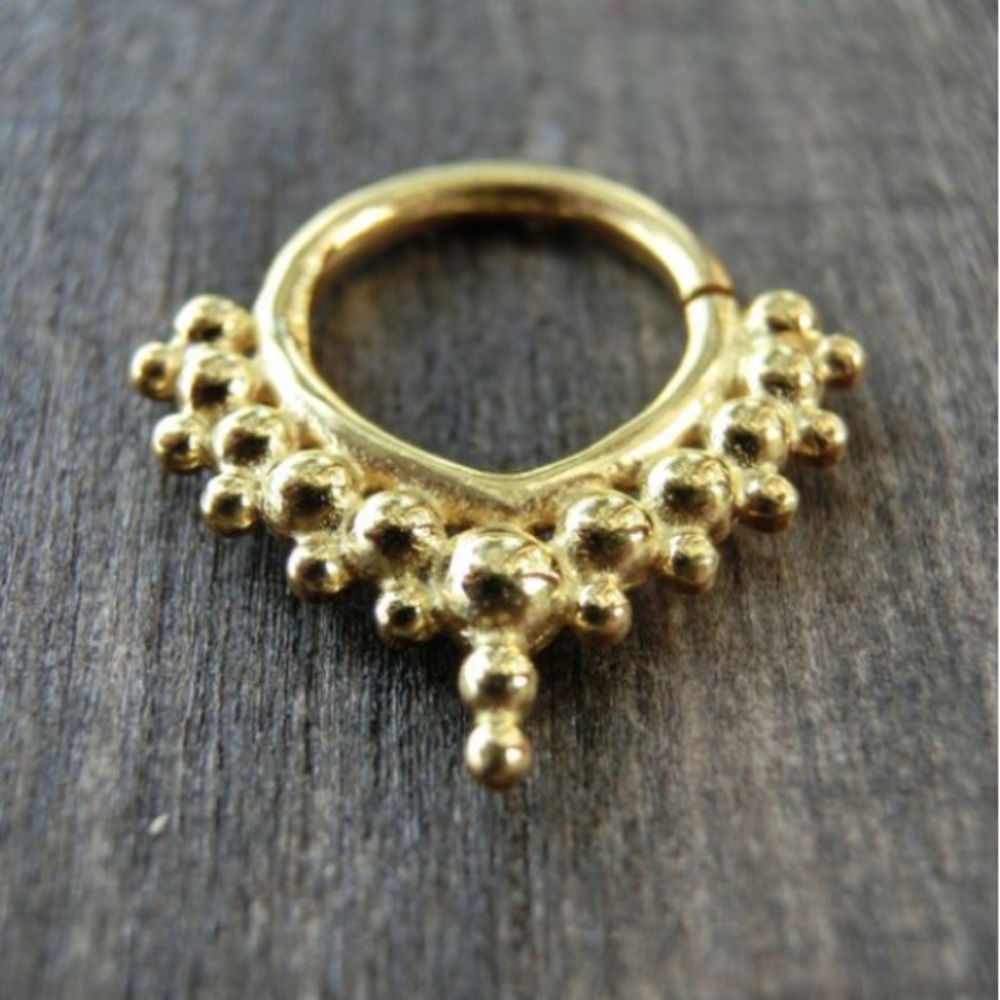Two gold septum rings